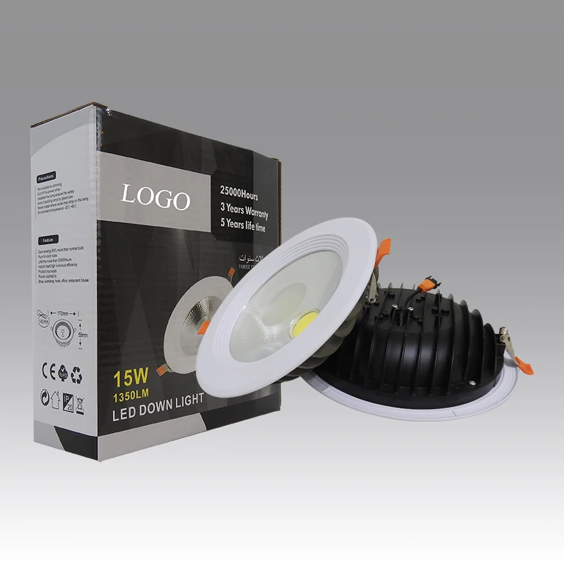 Cutting size 75 100 140 200mm anti glare cob pot lights deep recessed cob led downlights round commercial down light