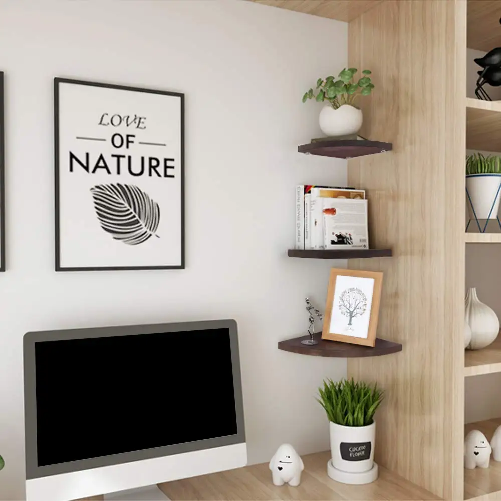 Wall Mount Solid Wood Floating Corner Shelves Set Of 3 Buy Kids Wall Shelves,Round Wall