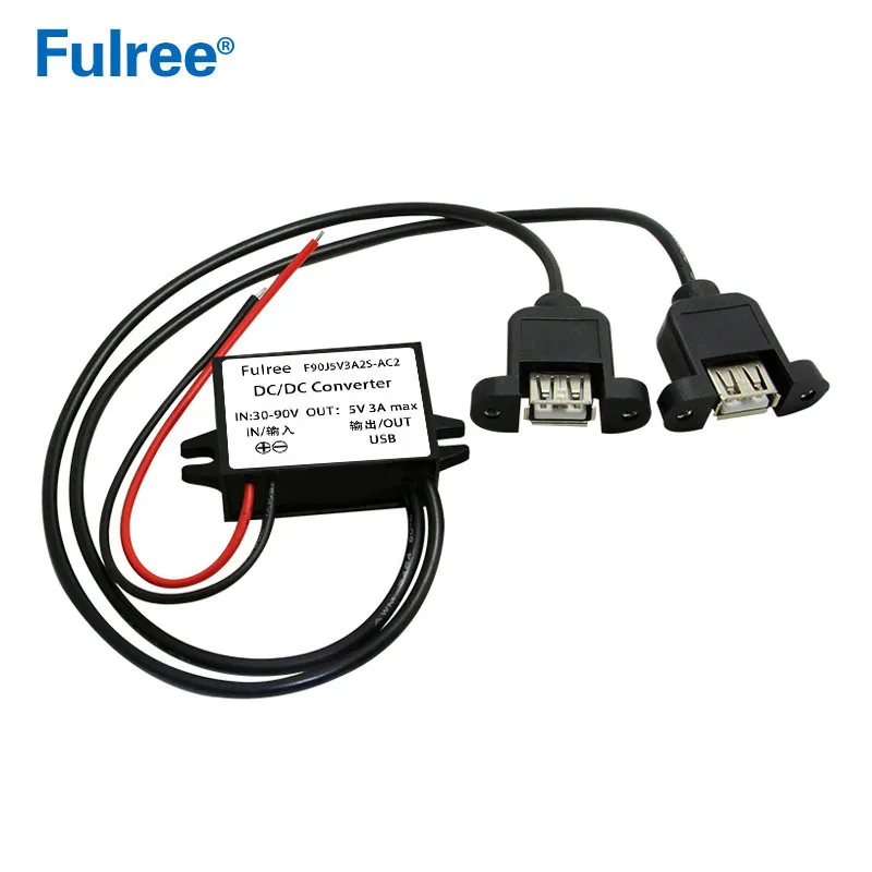 DC 36V 48V 60V 72V (30-90V) to 5V Inverter Converter Micro USB Car Phone Charger Adapter Power Supply for GPS DVR Recorder