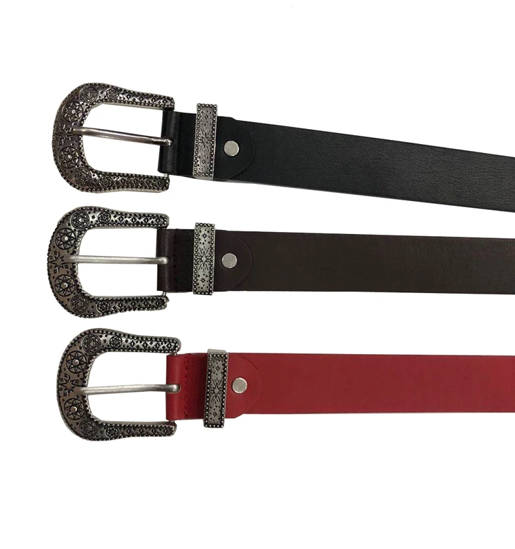 
Bronze buckle 3pcs set buckle PU leather women belt 