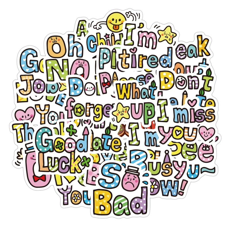 32 pcs/bag 模切乙烯贴纸防水可移动英文字母笔记本书贴纸