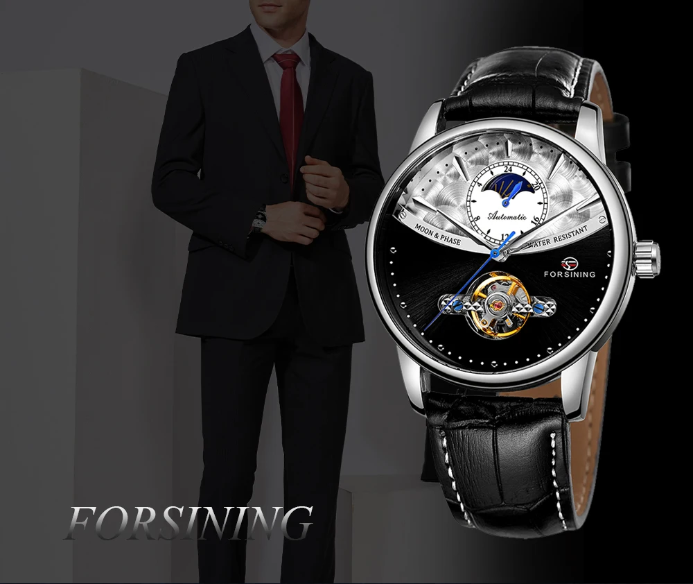 China Watch Manufacturer Forsining Luxury Men Watches Automatic Genuine Leather Water Resistant