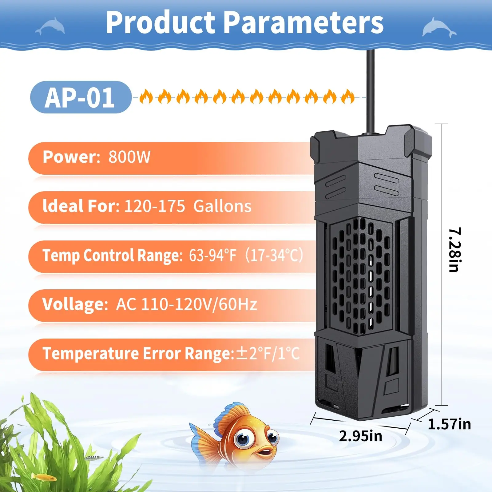 Upgraded 1000w Aquarium Heater With Removable Ipx8 Waterproof Aquarium