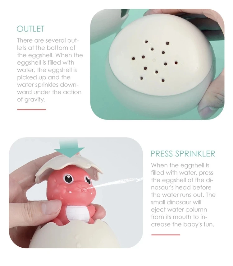 Floating Egg Shape Water Sprinkler Shower Baby Bath Toys Spray Water Playing Kids Eggs Dinosaur