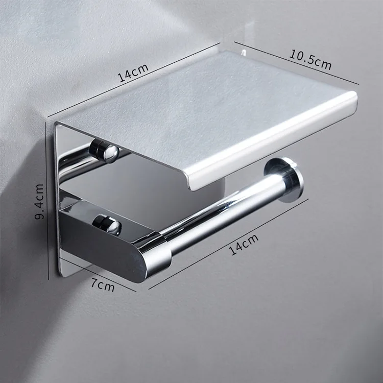 304 Stainless Steel Toilet Paper Roll Holder 360 Degree Rotatable Self