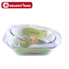 High borosilicate glass baking dish set 800ml rect +700ml oval / Heat resistant glass baking tray