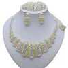 Yulaili Vintage Fashion Gold Silver Necklace African Jewelry Sets for Women Elegant Party Gift Fashion Costume Jewelry Sets