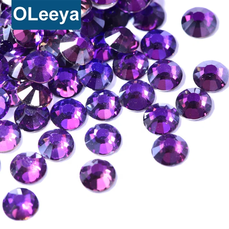 

Factory Wholesale 100% Good Feedback Purple Velvet Glass Diamond Stone Flat Back Non Hot Fix Crystal Rhinestone In Bulk