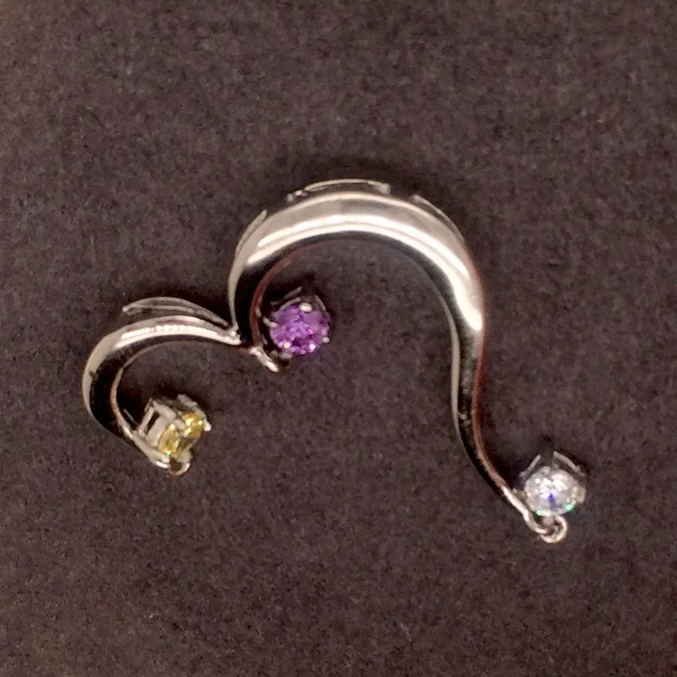 Brilliant Opening Heart Design Silver Jewelry Pendant With Three Color Zircon