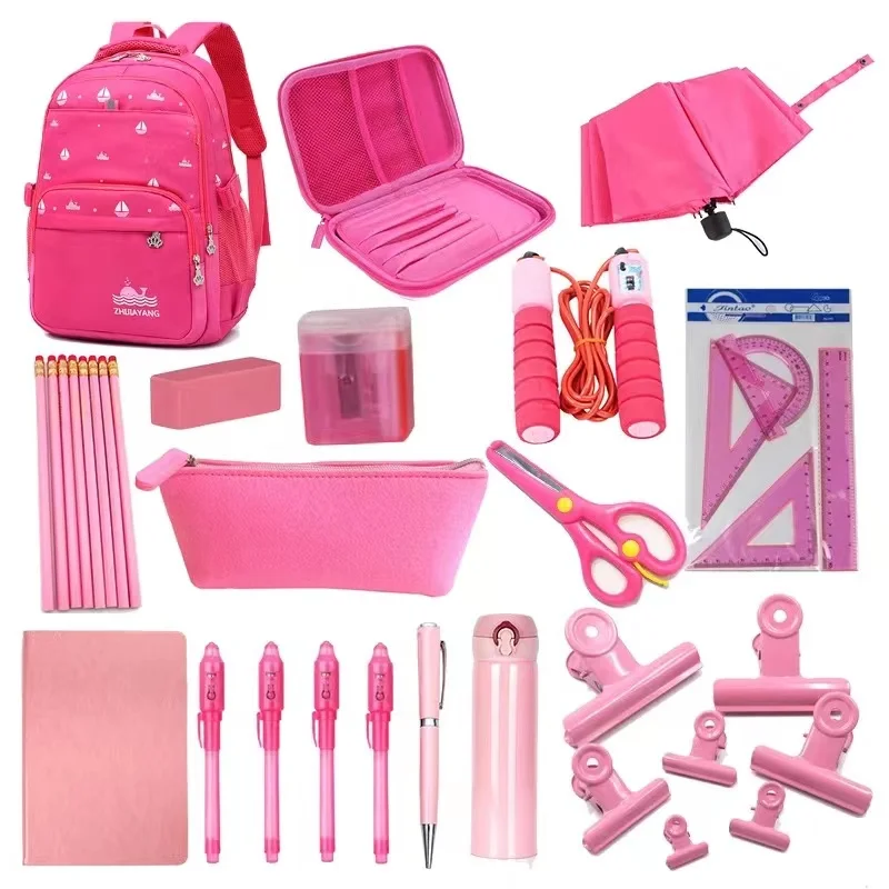 School Girl Pink Best School Supplies Kids Stationery Set Back To ...