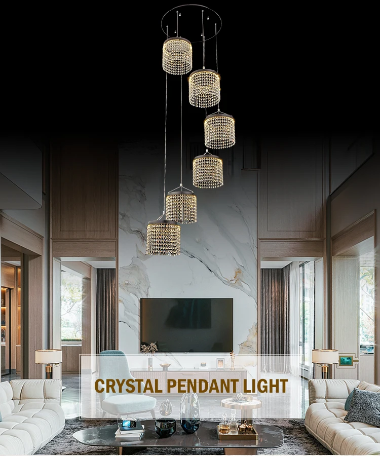 High quality contemporary luxury K9 crystal 72w 120w ceiling modern pendant light