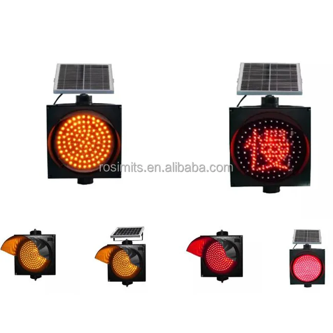 Waterproof Solar Led Traffic Warning Yellow/red Flashing Lights For