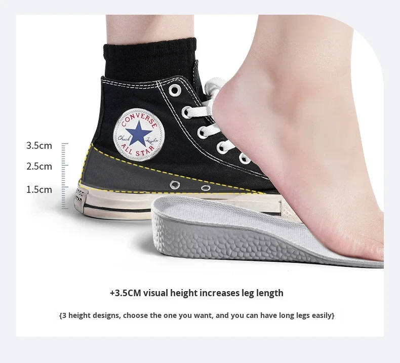 Height Increase Insoles EVA Popcorn Breathable Shoe Pads