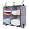 Storage Works 4 Section Hanging Closet Organizer With Metal Garment Rod Polyester Canvas Cardboard Storage Organizer Boxes