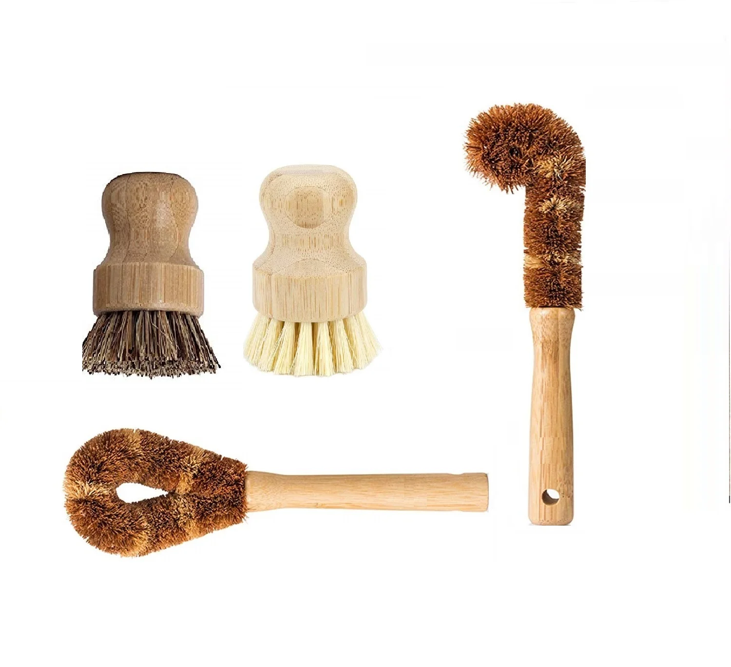 4pcs Eco-friendly Bamboo Scrub Brush Dish Scrubber for Kitchen Pan Pot Dish