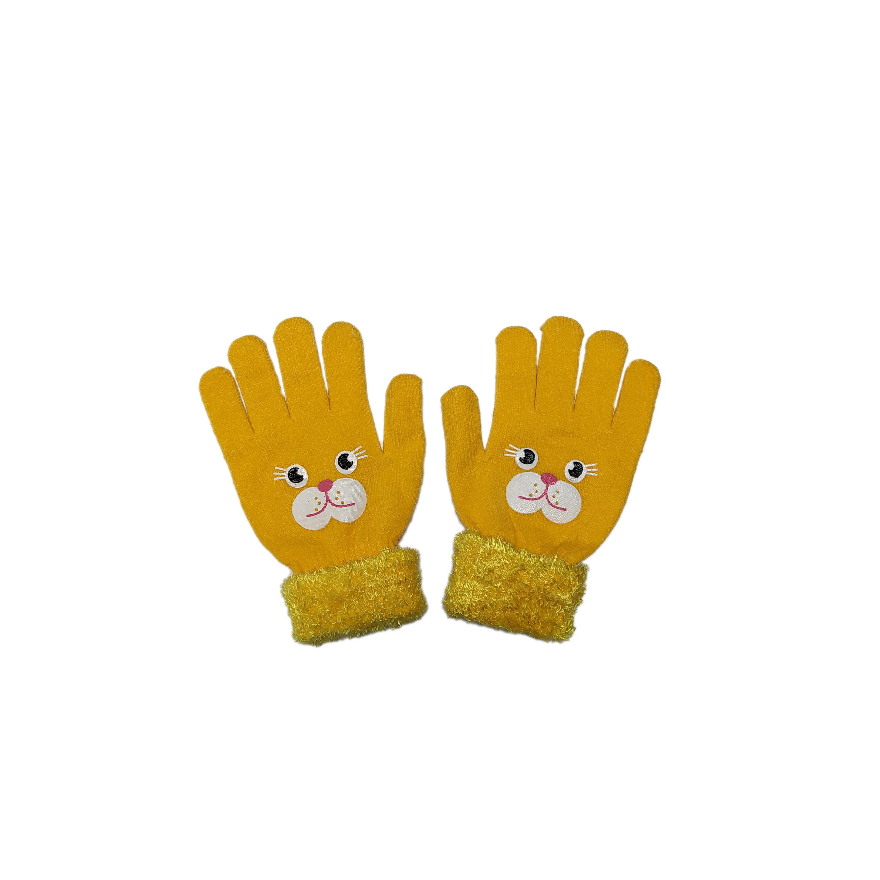 
Good quality acrylic knitted doubld palm bear cartoon fashion winter hands magic gloves 