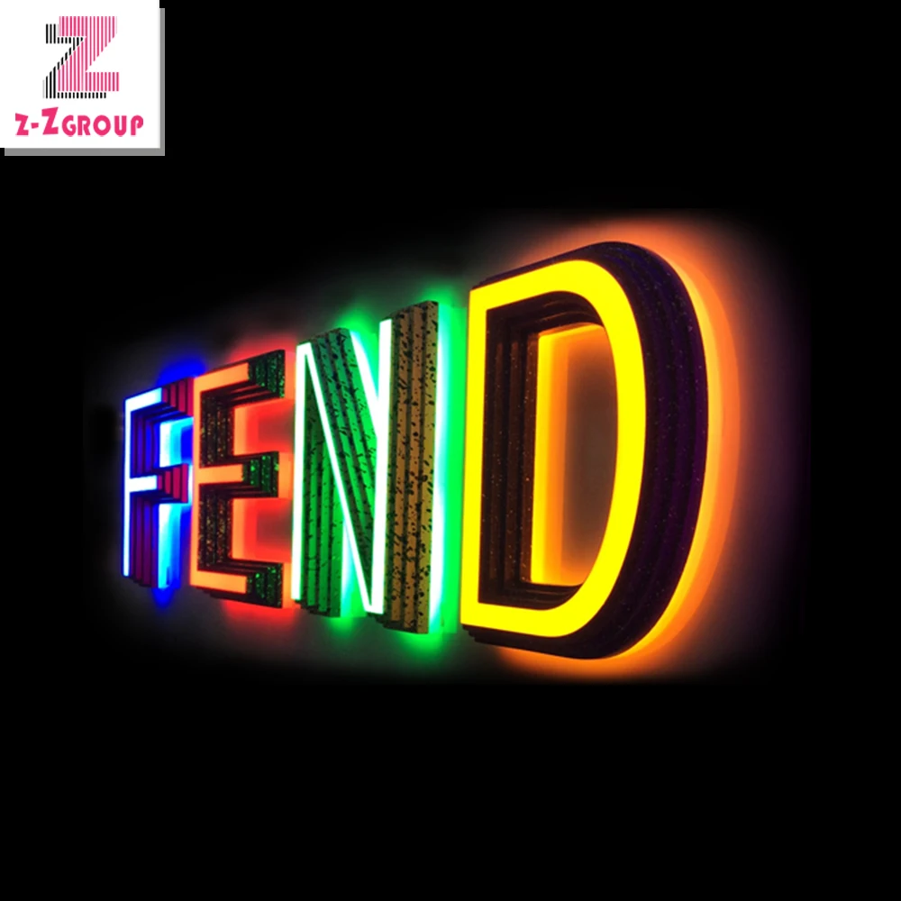 Custom led 3d letter luminous signage advertising words acrylic metal material RGB LOGO manufacture factory direct sales