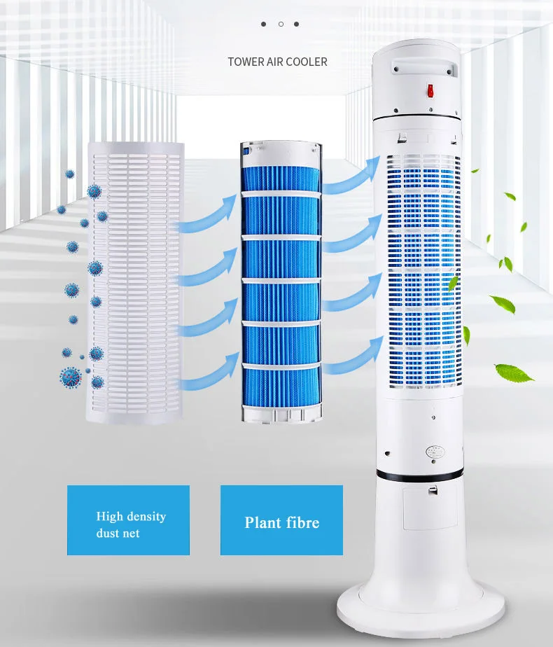 High Quality 3 Speed 5l Water Tank Capacity Tower Fan 114cm 220v