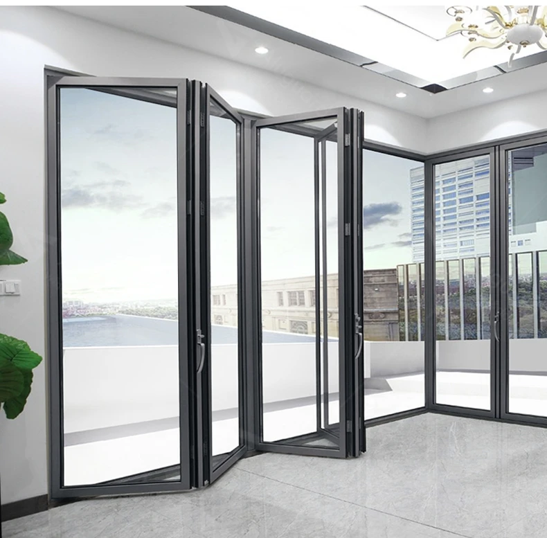 Heavy Duty Tracks Aluminium 6 Panel Bi Folding Door Double Glazed ...