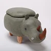 China Manufacturer PU material home furniture Rhino shape Animal shoes fitting stool with storage function
