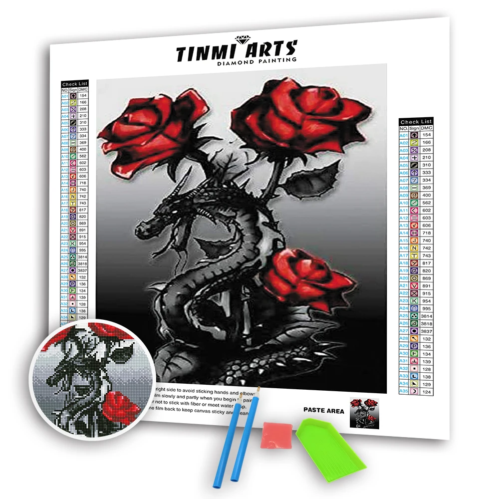 
5D DIY Diamond Painting Kits Rose Flowers Cross Stitch Rhinestone Embroidery Home Wall Decoration 