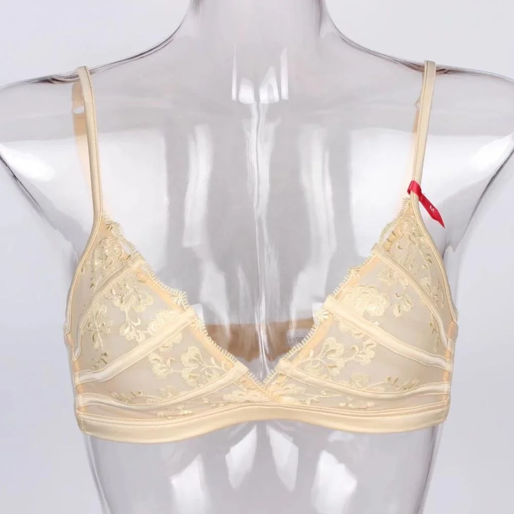 Instock Latest High Quality Lace Wireless Soft Bra Small Cup Bra And