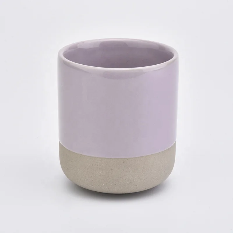 Purple glazed frosted ceramic candle jars votive candle tin holder home decor