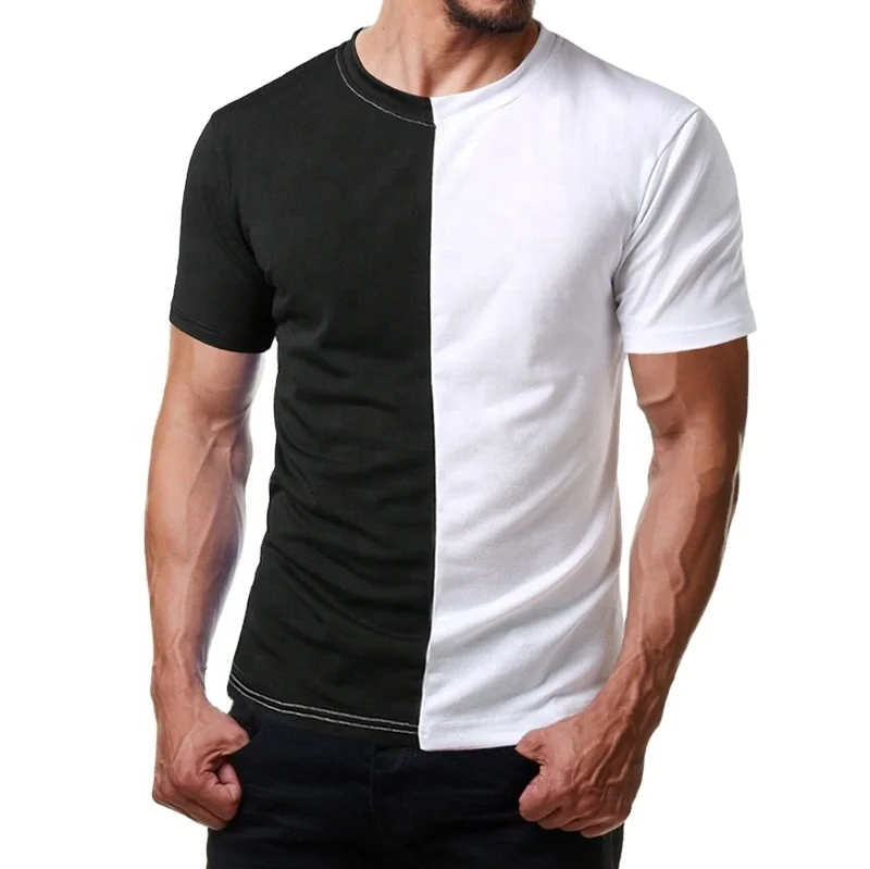 Camiseta Personalizada Para Hombre Dos Tonos Color Bloque Media Negro Media Blanca Buy Camiseta De Medio Color Camiseta De Bloque De Color Camiseta De Dos Tonos Product On Alibaba Com