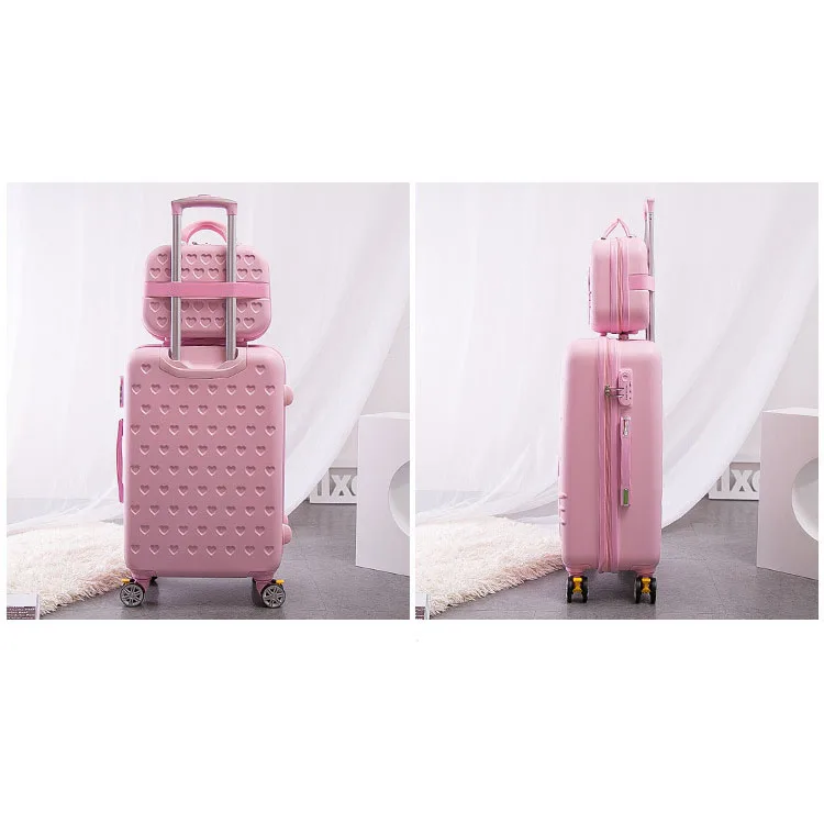 Abs Pink Suitcase Children 20/24/28 Inches Travel Suit Case Cute Girl ...