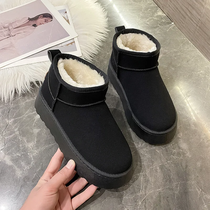 2023 Winter New Snow Boots Female Thick Soles To Wear Fur One Short
