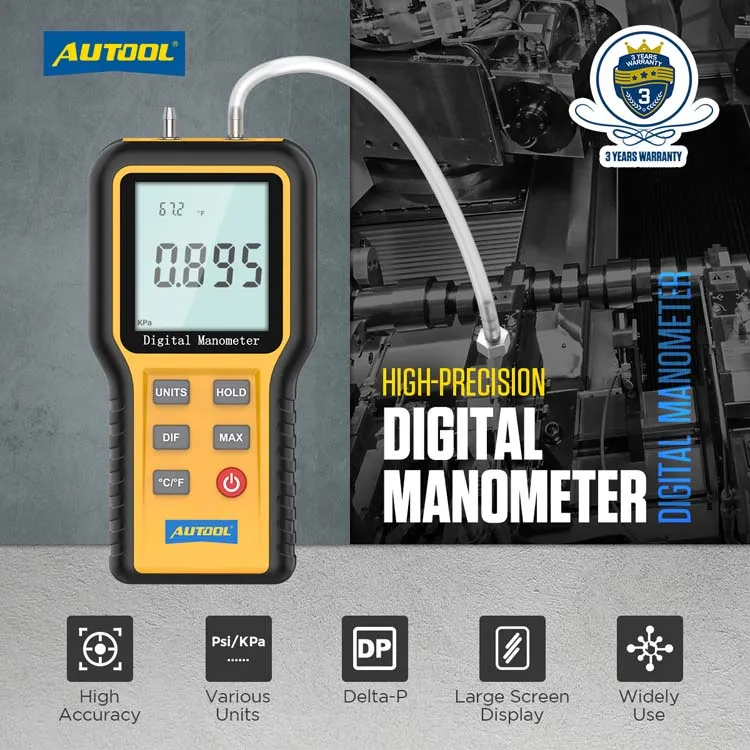 Autool Digital Manometer Test Dual Input Differential Manometer Air