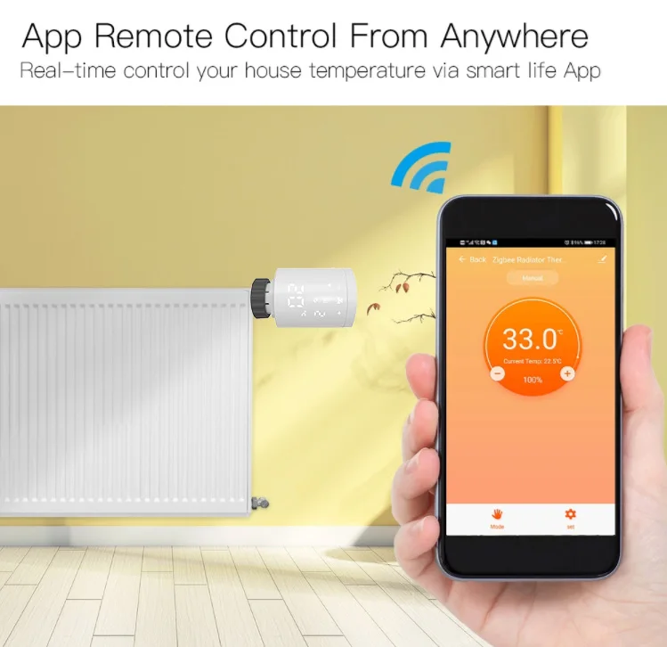 Smart remote phone control wifi zigbee wireless digital thermostatic radiator valve TRV - ANKUX.COM