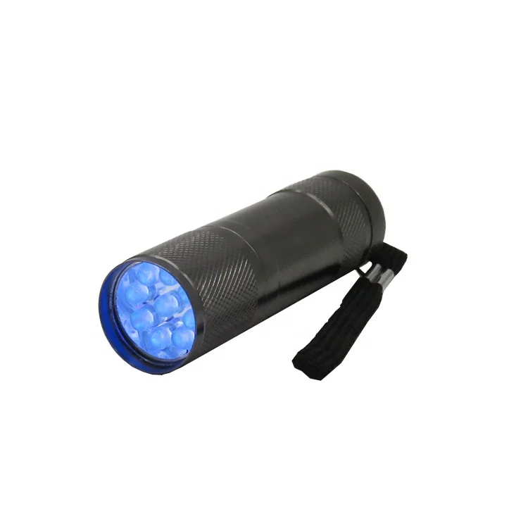 9 LED Mini Tiny Pocket Aluminum Flashlights With Lanyard UV Torch Flashlight