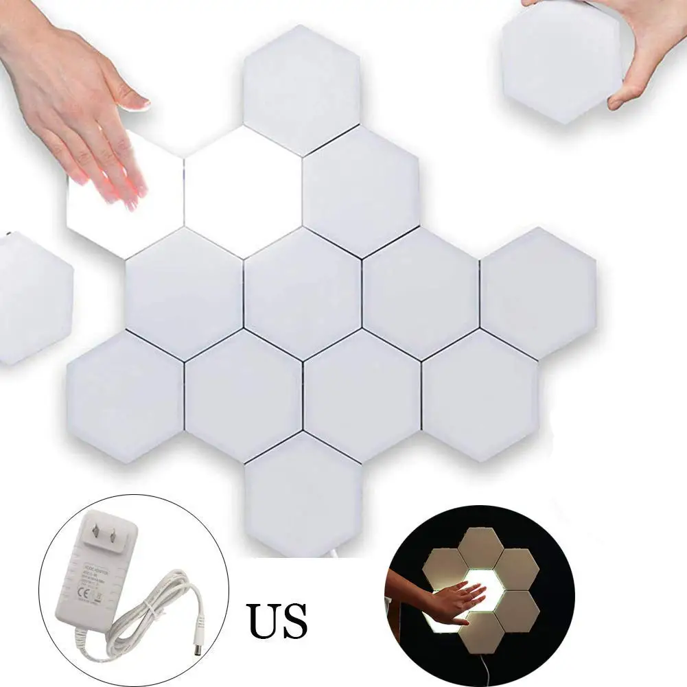 Multi-Color Geometric Hexagon Modular Touch Lights Sensitive Wall Lamp Quantum LED Sensor Night Light for Home Decor