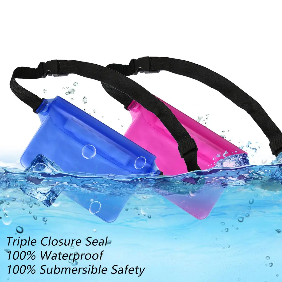 Waterproof Pouch With Waist Strap,Transparent Screen Touchable Dry Bag