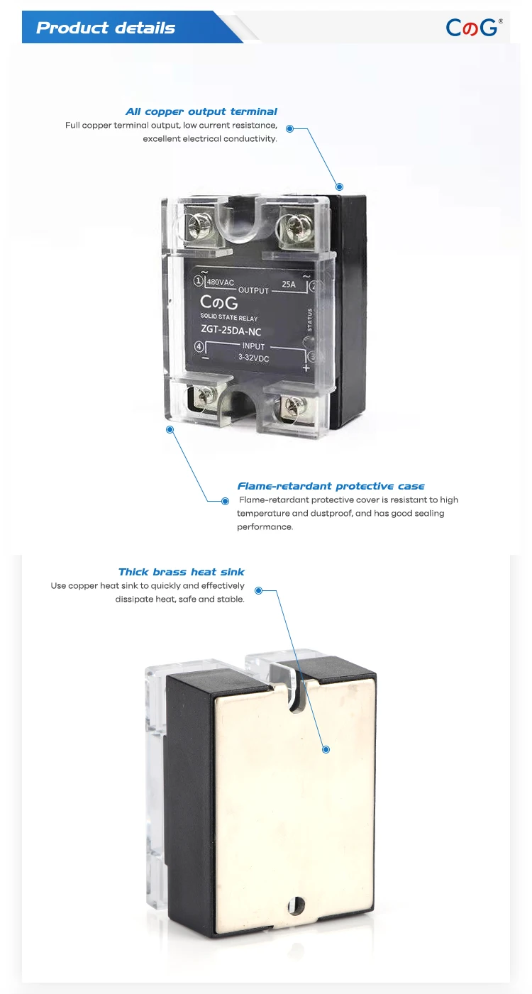 Cg 60a 80a 100a Dd Nc Normally Closed Ssr Single Phase Dc Control Dc
