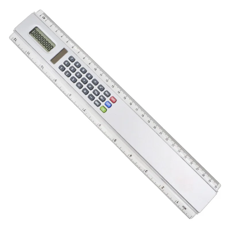 XPT Ruler Calculator,Mini Solar Transparent Ruler Calculator with Magnifier Student Gift School Supplies Black 