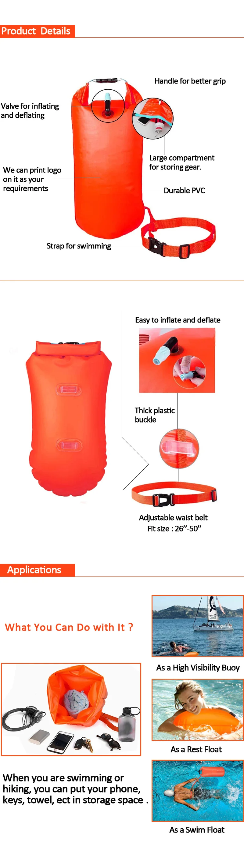 Strong And Durable Swimming Diving Safety Float Secure Dry Bag 20l Swim