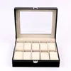Delicate watch storage box gift leather 10 grids display top and base structure watch holder