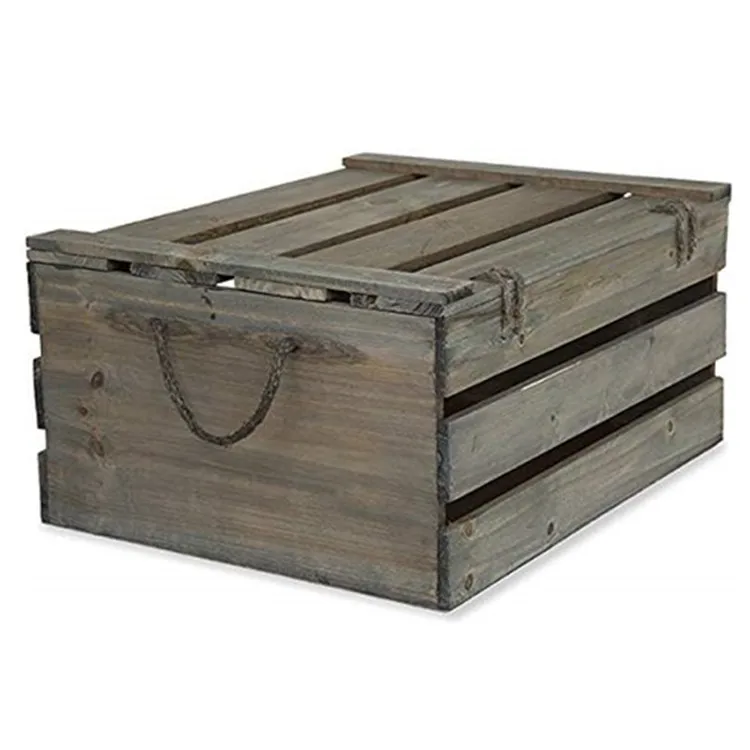 wooden crate box with lid