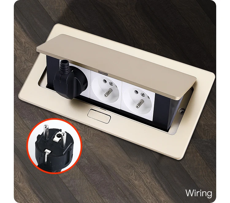 Factory sales gold aluminum alloy multi module embedded table socket