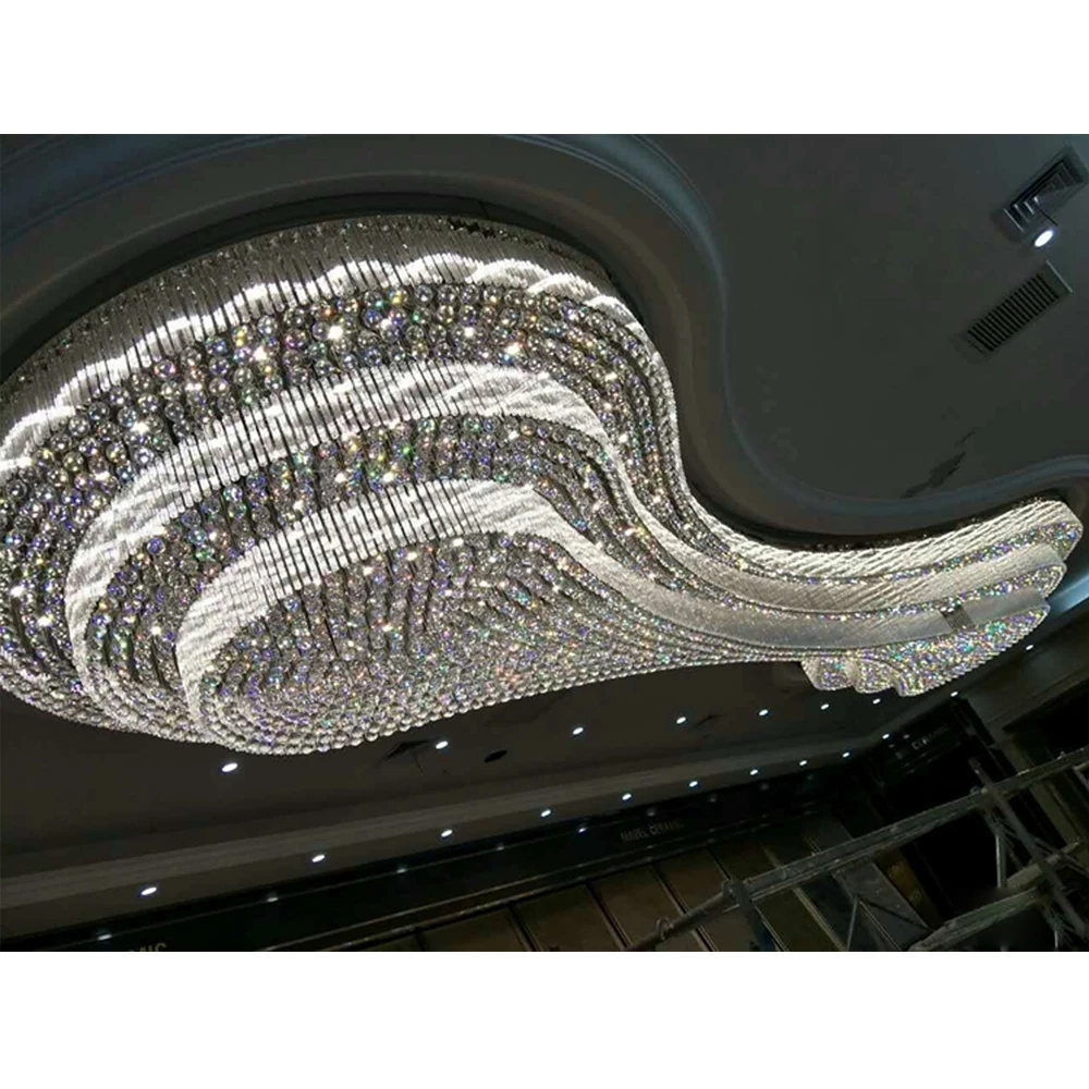 Luxury Large flush mount banquet lobby ceiling Lighting modern Hotel large crystal chandelier