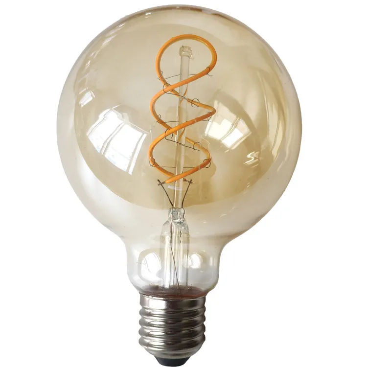 Top quality round shape glass led filament light bulbs for indoor decoration
