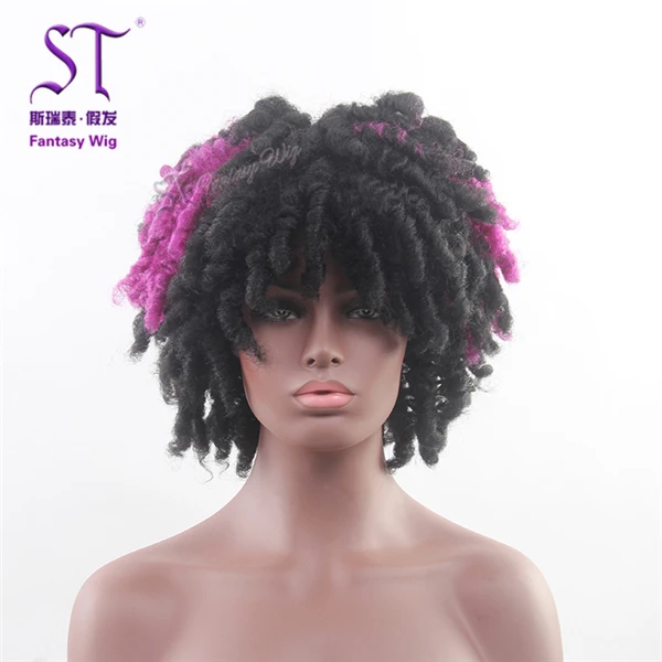 Party Purple Black Dreadlock Braided Afro Synthetic Kinky Curly