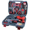 Hispec 130 pc 300W Power Drill Hand Tool Set Combo Kits with Hacksaw Plier Claw Hammer Wrench Box Cutter & more in a tool case