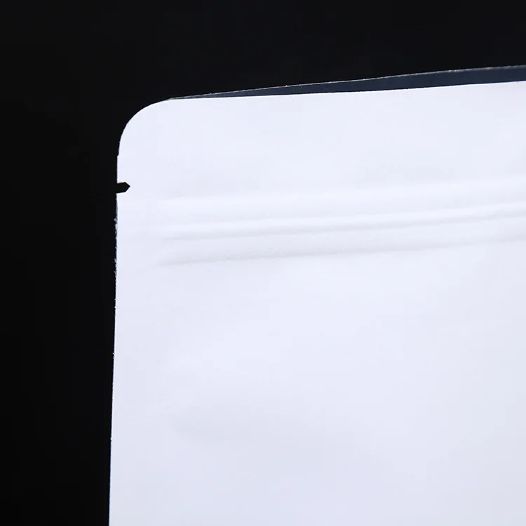 Стоячий мешочек из крафтовой бумаги белого цвета без окна внутри алюминий с молнией для чая кофе еды орехов