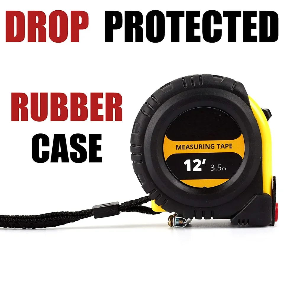 12 Foot Measuring Tape Measure Easy To Read Both Side Dual Ruler,Retractable,Heavy Duty