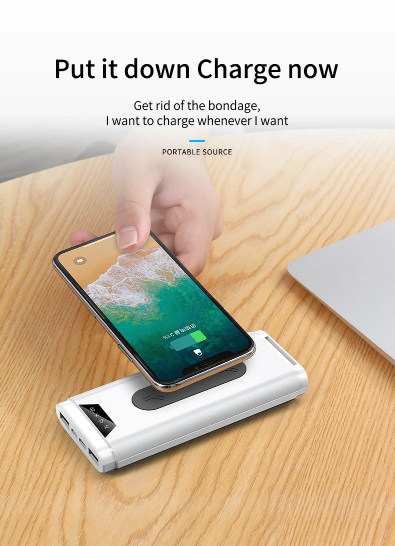 2020 new Portable Wireless Power Bank 10000 mah High Capacity Wireless Power banks - ANKUX.COM
