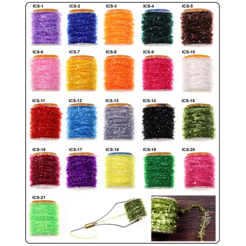 21 Color Fly Tying Ice Chenille Streamer Fly Marabou Jig Ice Jig Fly Tying Material Lure Making