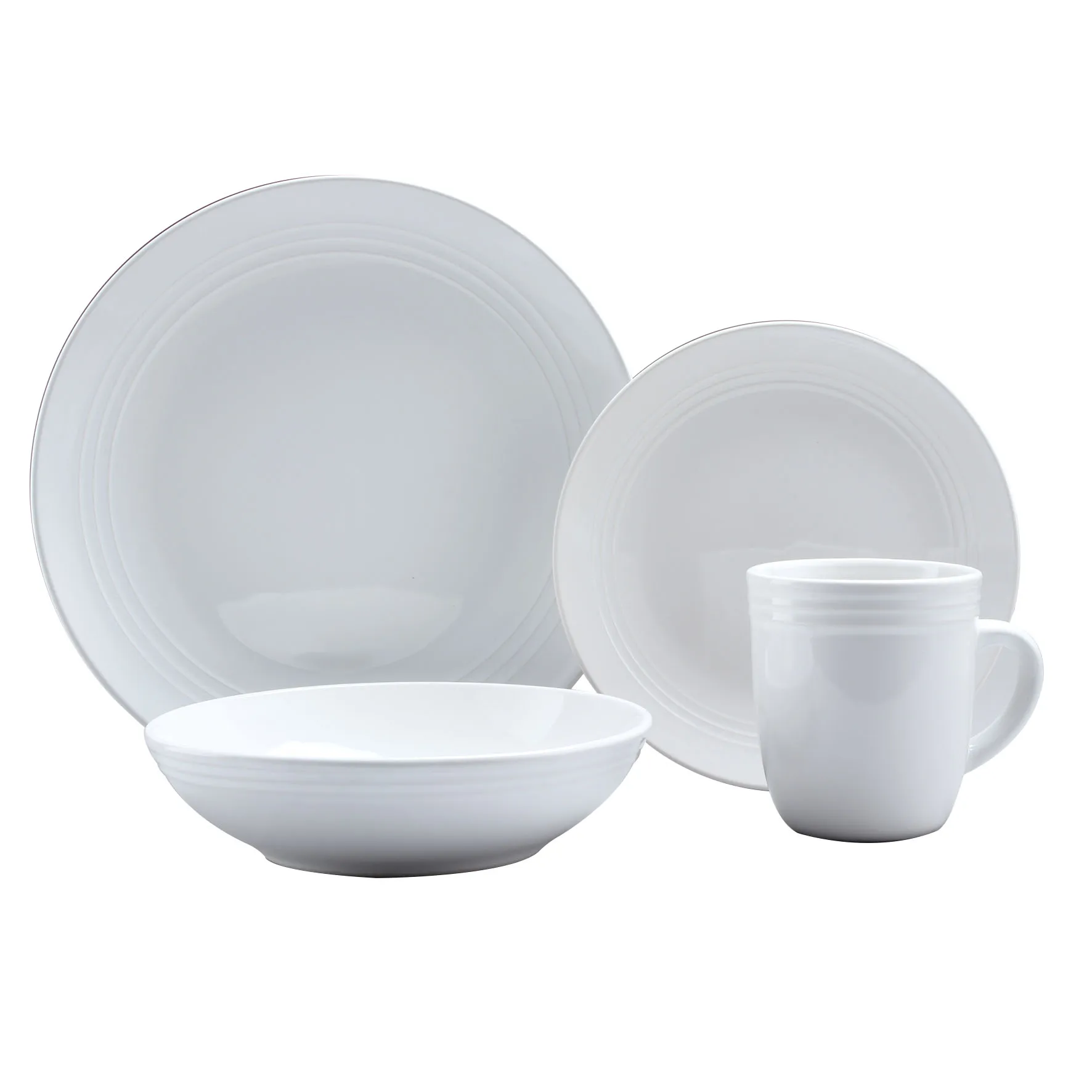 White Embossed Stoneware Dinnerware Set Ceramic Tableware Set With Gift